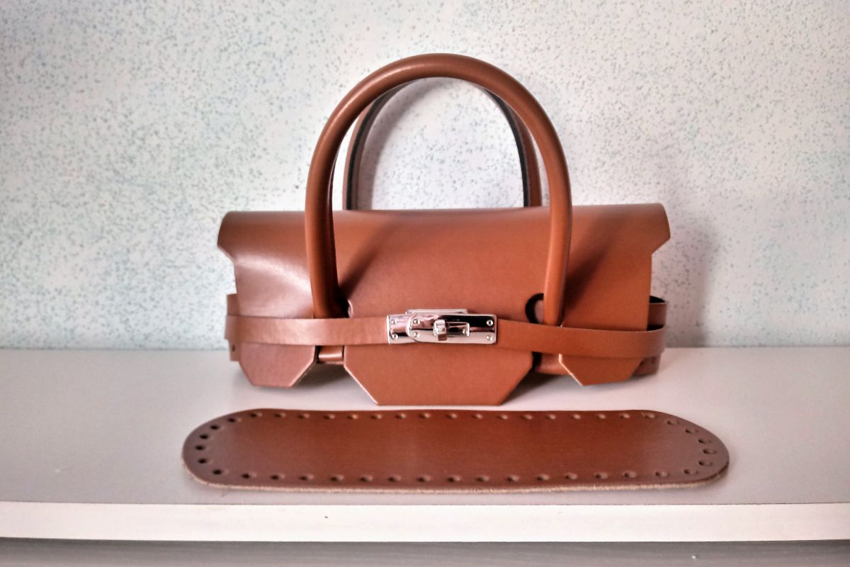Zestaw,półprodukt do wyrobu mini torebki - BIRKIN ( kolor skóry)