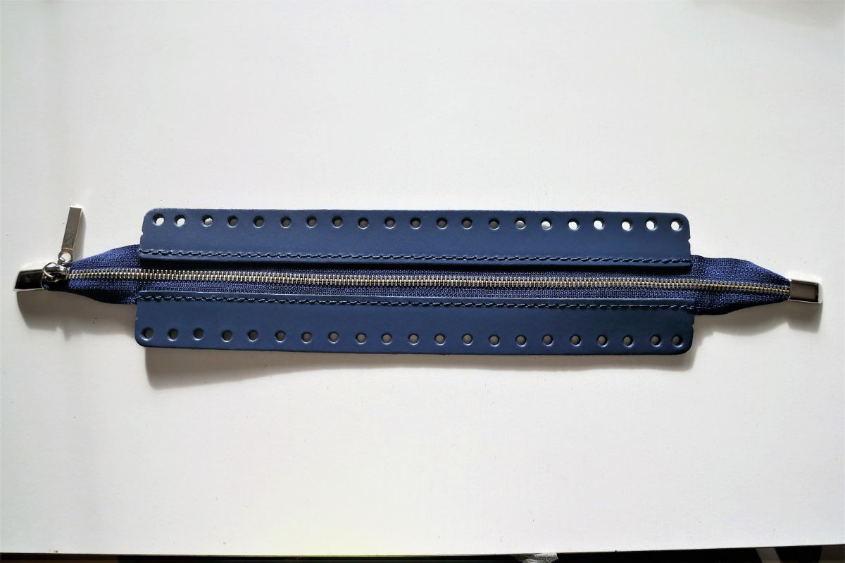 Zamek torebki z naturalnej skóry DIY -25 cm ( granatowy )