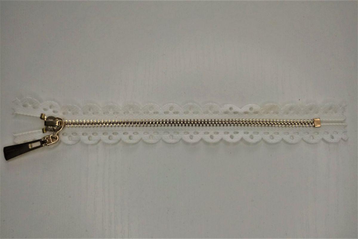 Zamek ażurowy długości 16 cm -(ecru)