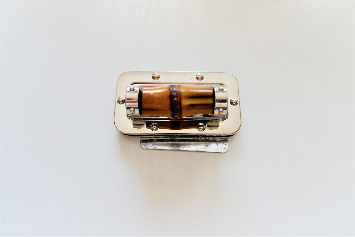 Zapięcie do torby przekręcane bambusowe  3 x 6 cm - ( kolor złoty )