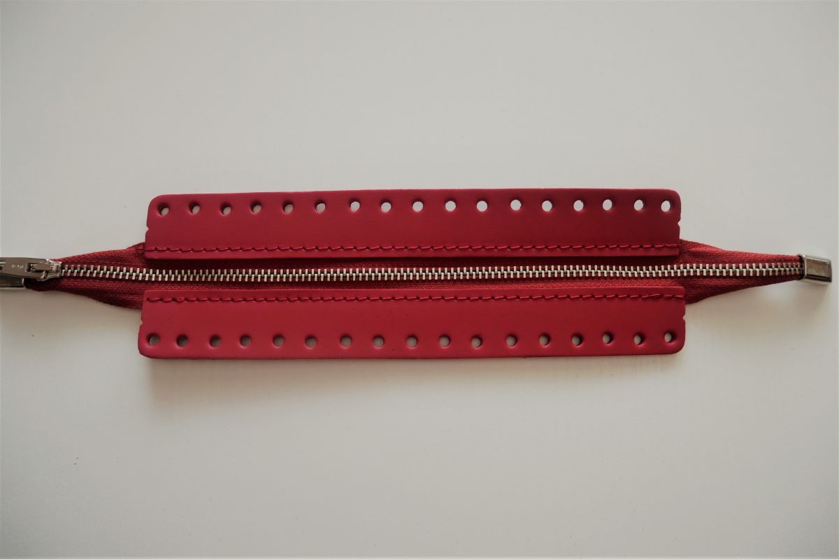 Zamek torebki z naturalnej skóry DIY -20 cm ( czerwony )