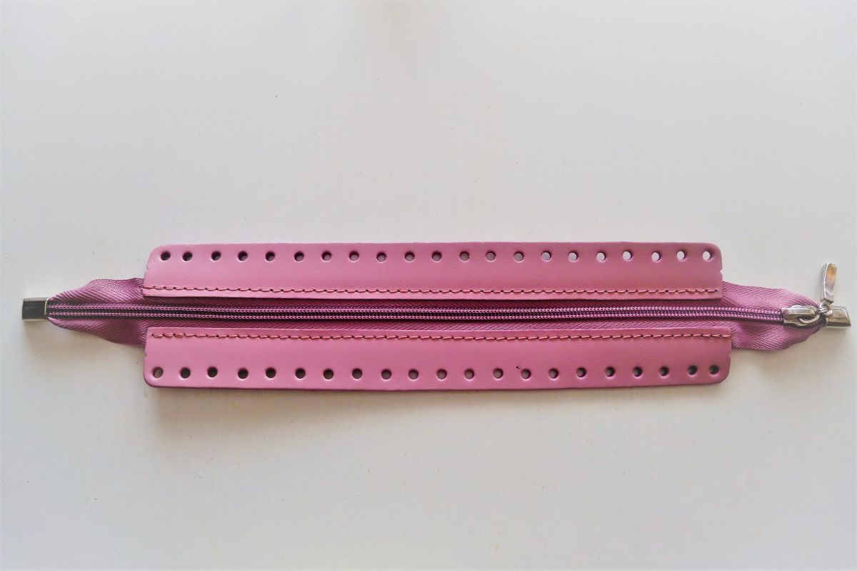 Zamek torebki z naturalnej skóry DIY -25 cm ( różowy  )