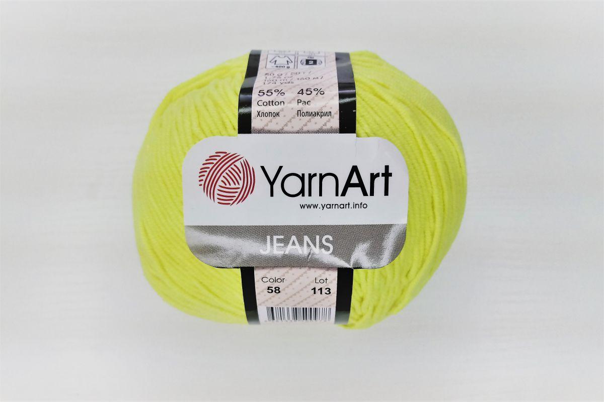 Włóczka YarnArt Jeans - 58 (żółty neonowy)