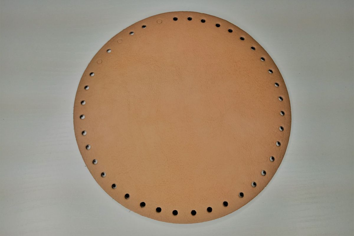 Dno do torebki z eko skóry okrągłe, półprodukt -18 cm (miodowy -11 )