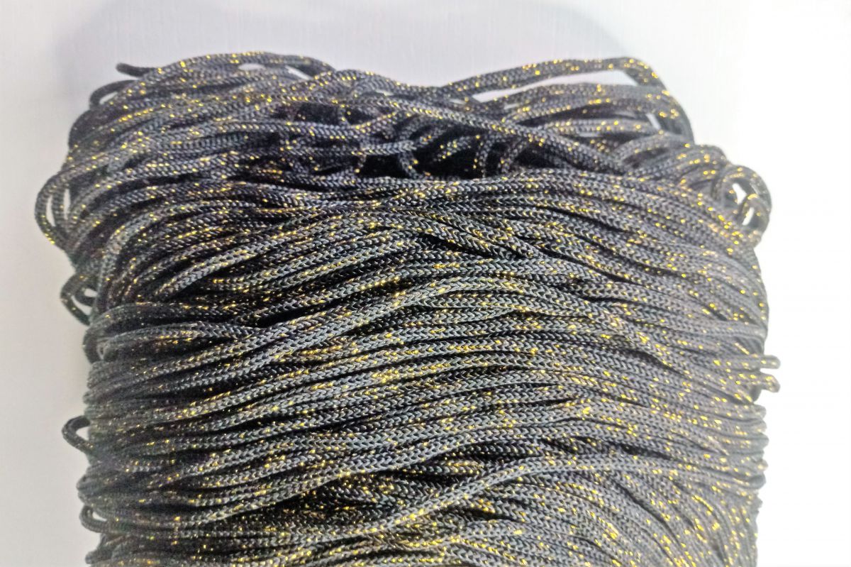 Sznurek do torebek  SWAN BLACK GLITTER  500G - (Nero-oro - 055 )