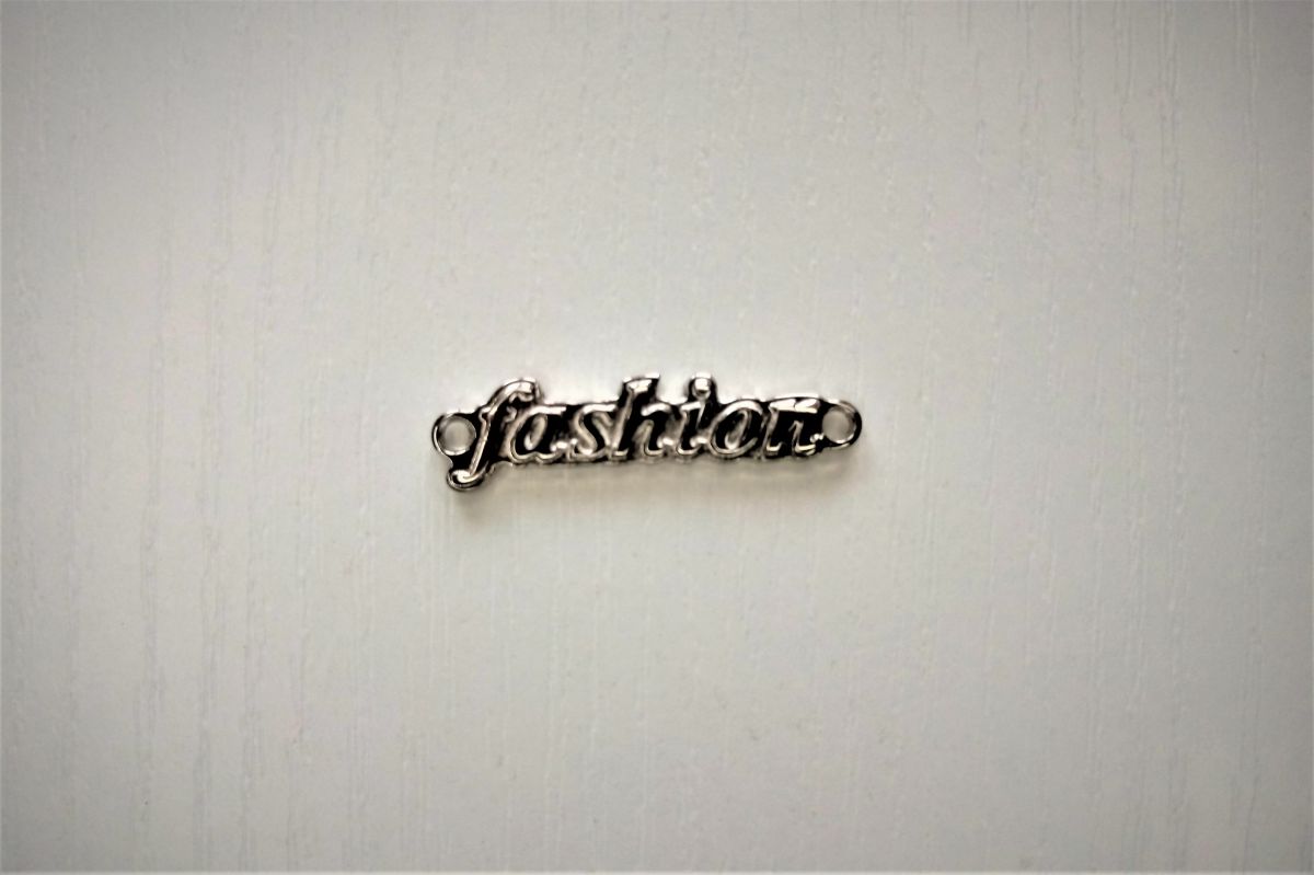 Metka ,naszywka ozdobna FASHION nikiel  - 5x38mm