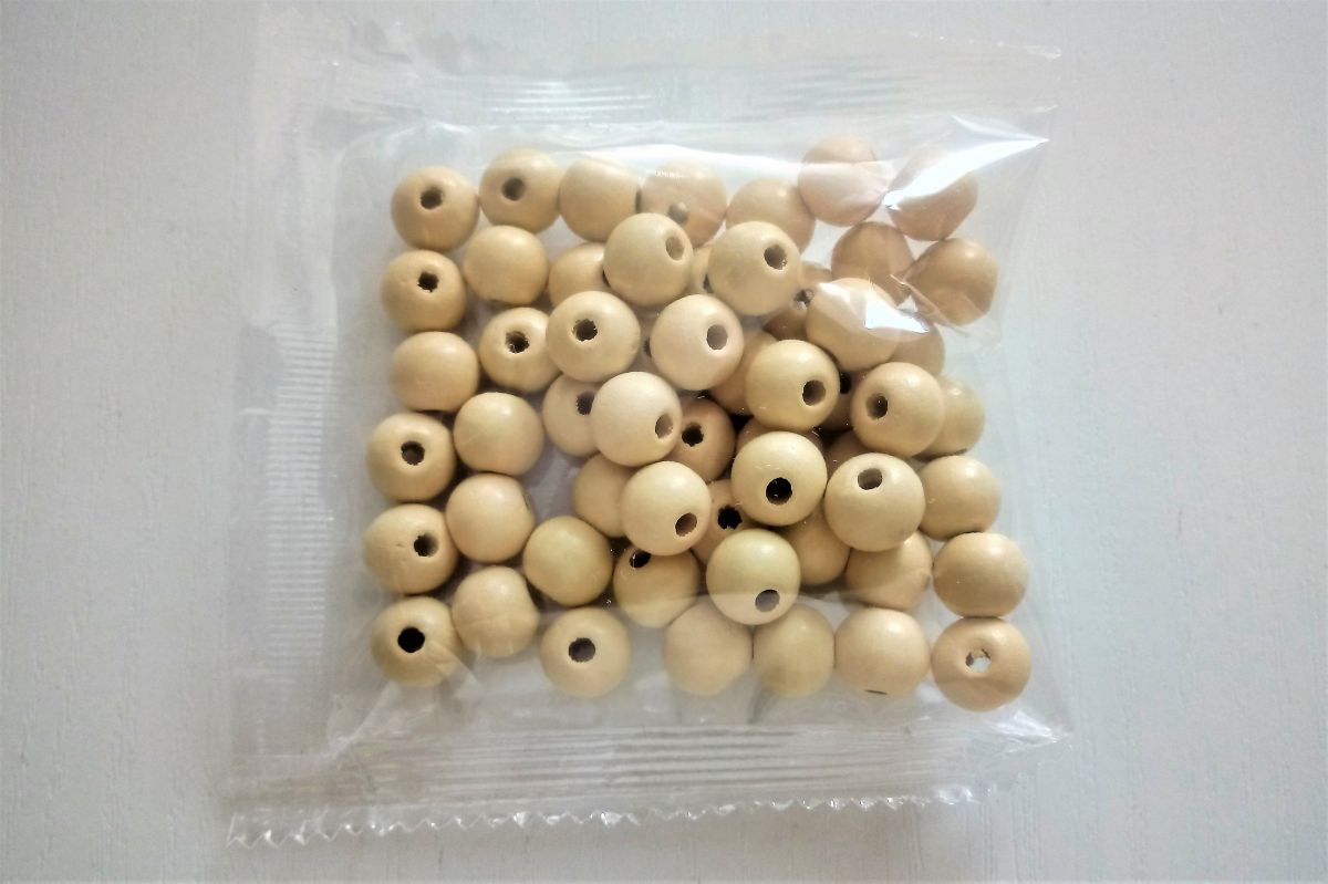 Koraliki drewniane 10mm - naturalne jasne