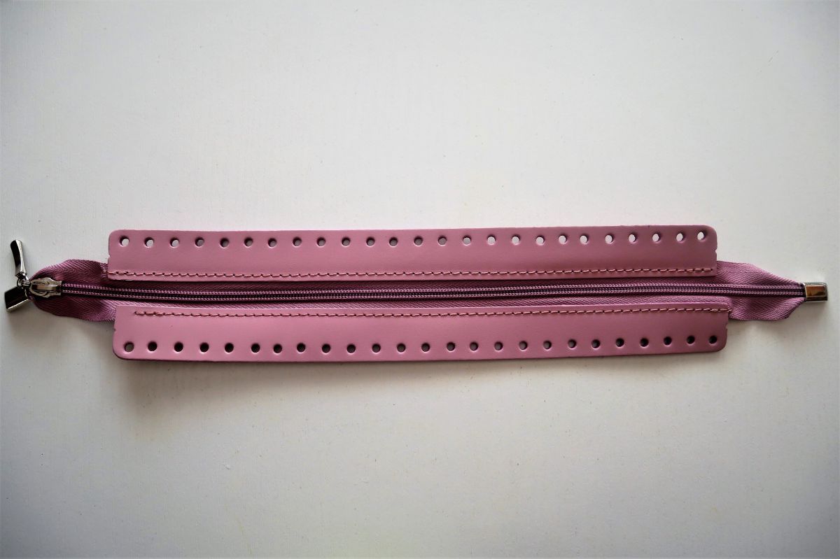 Zamek torebki z naturalnej skóry DIY -30 cm ( różowy  )