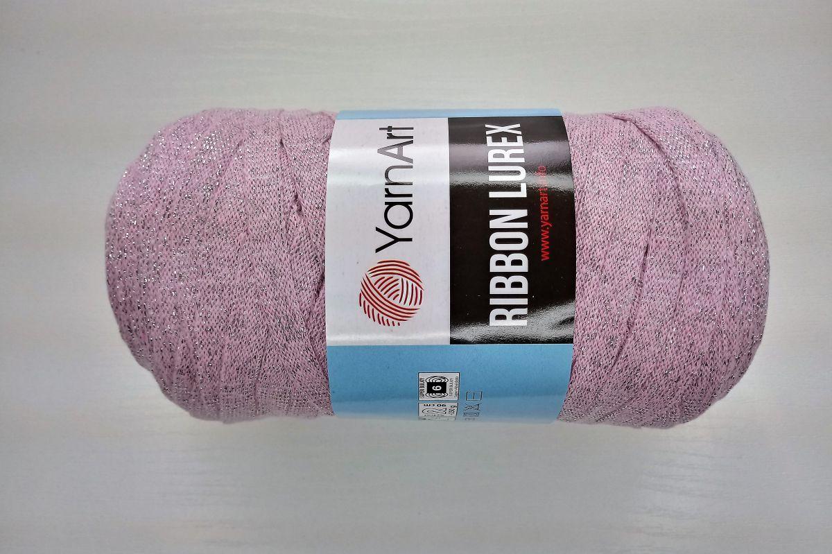 Włóczka tasiemkowa YarnArt Ribbon LUREX - 732 (pudrowy róż)