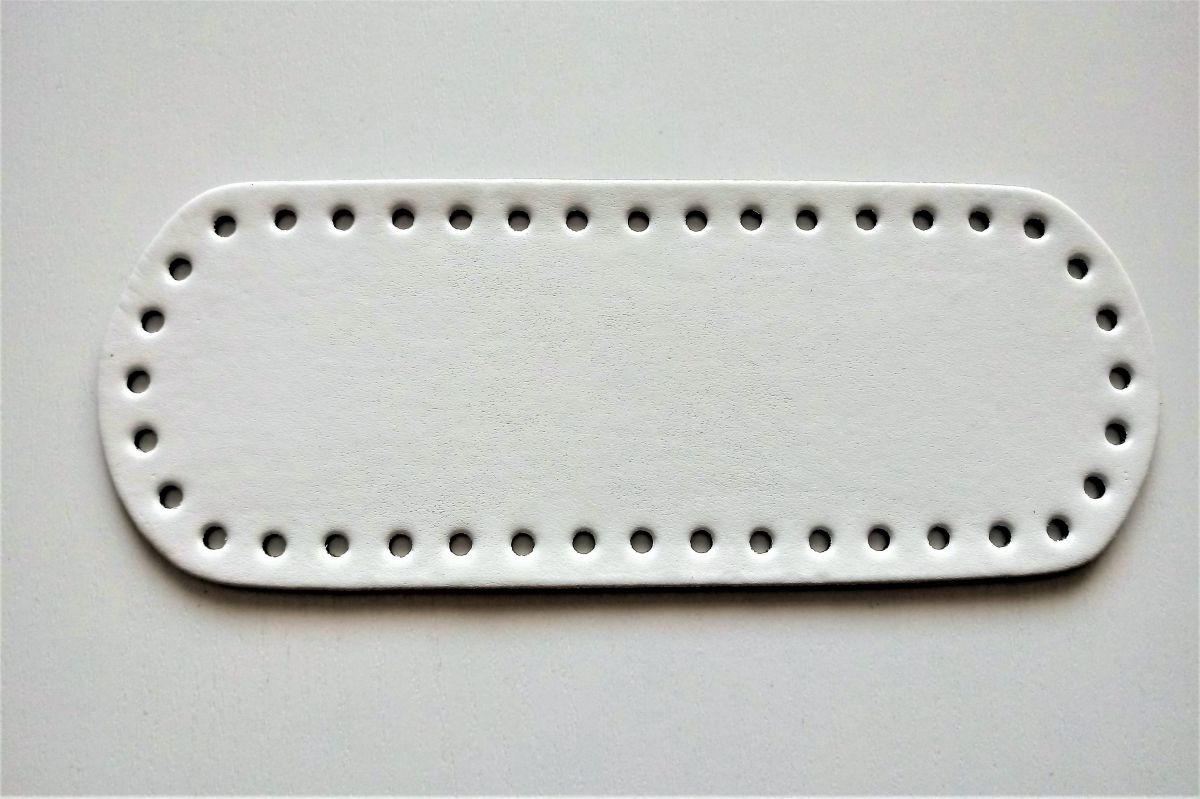 Dno do torebki z eko skóry listonoszki owalne białe - 8x21 cm - 1