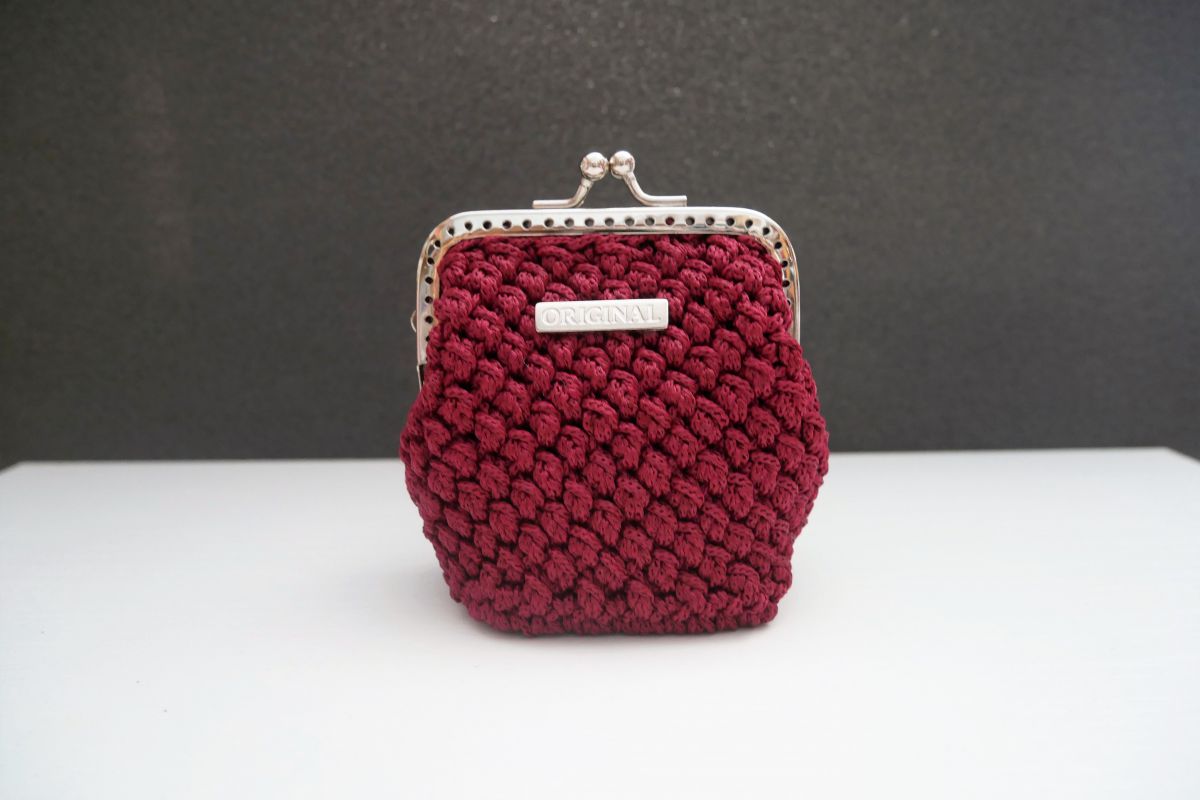 Portmonetka w metalowej ramie 7,5 cm - bordowa