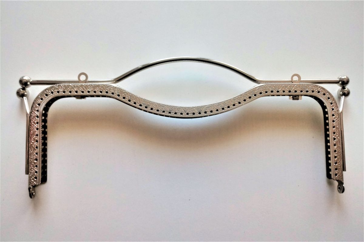 Metalowa ramka , zapięcie  torebki  nikiel ( prostokąt ) -27 cm