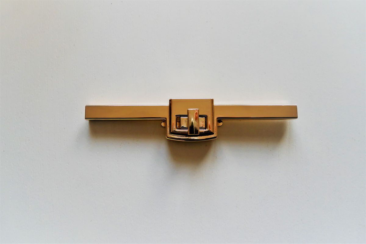 Zapięcie do torebki przekręcane  12 x 2,3 cm - kolor złoty