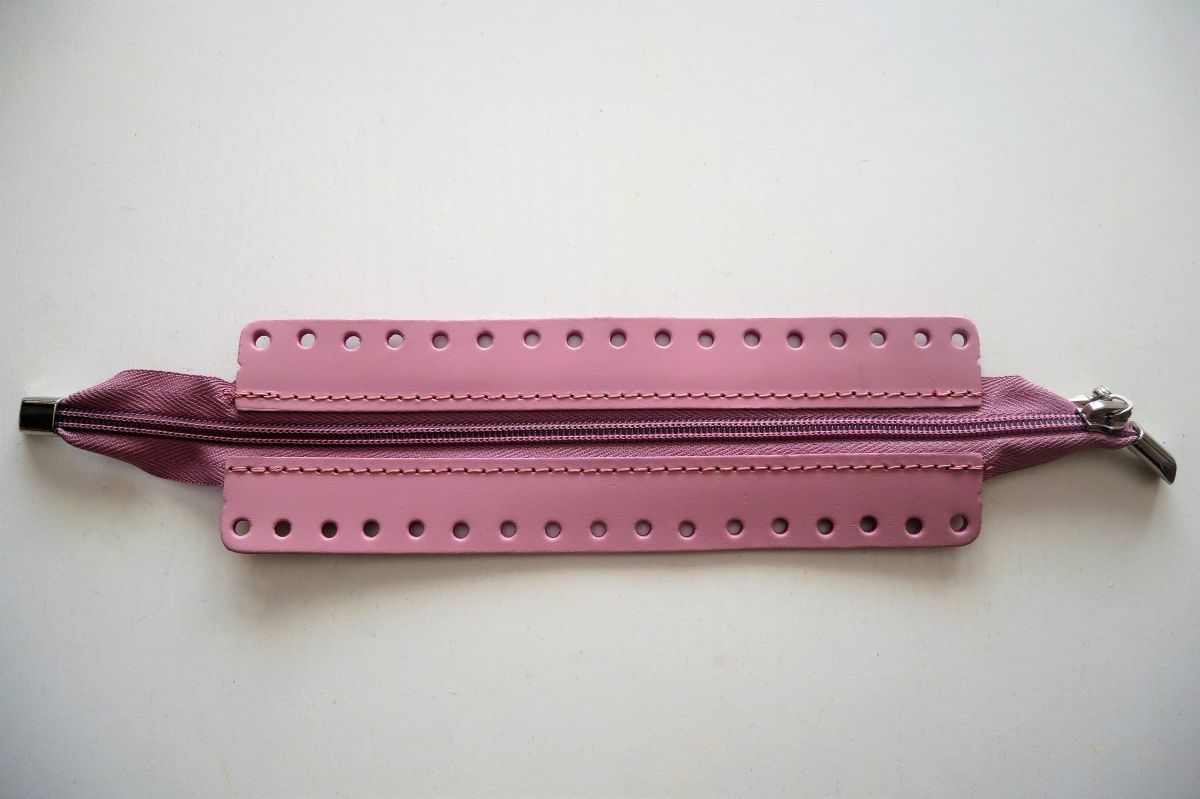 Zamek torebki z naturalnej skóry DIY -20 cm ( różowy  )