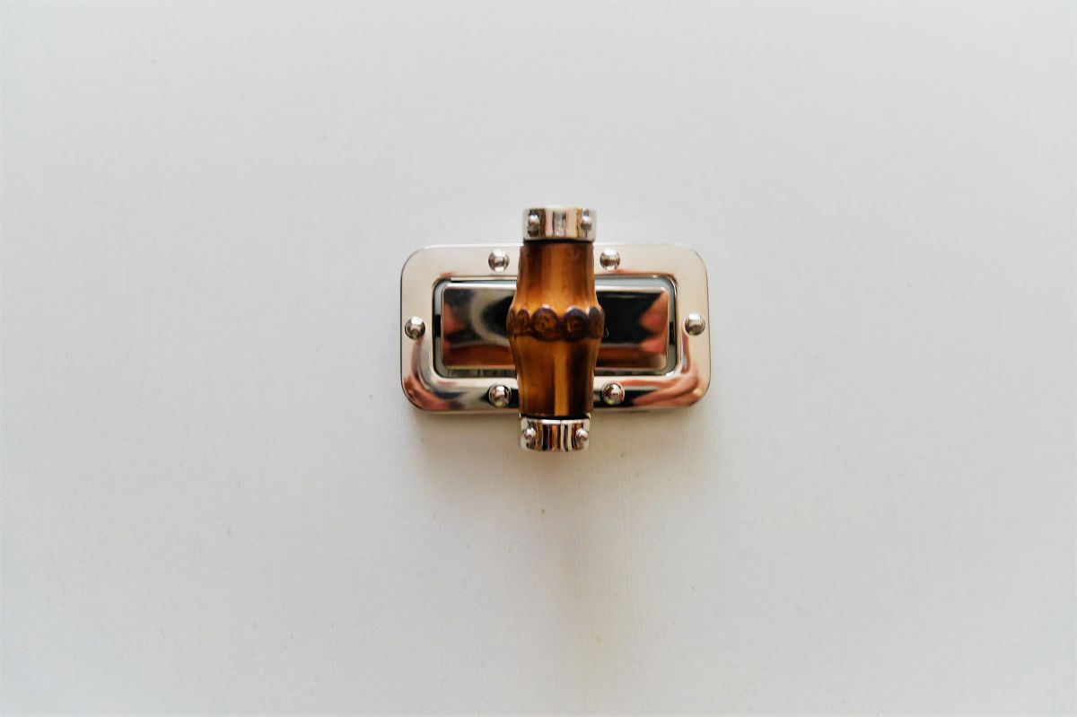 Zapięcie do torby przekręcane bambusowe 3 x 6 cm - ( kolor srebrny )