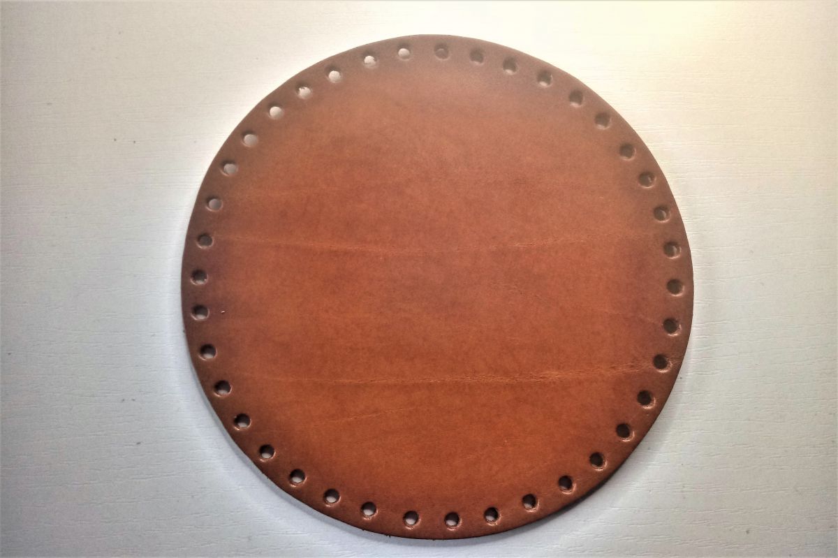 Dno- spód DIY torebki z naturalnej skóry Jucht - 16 cm ( Camel)