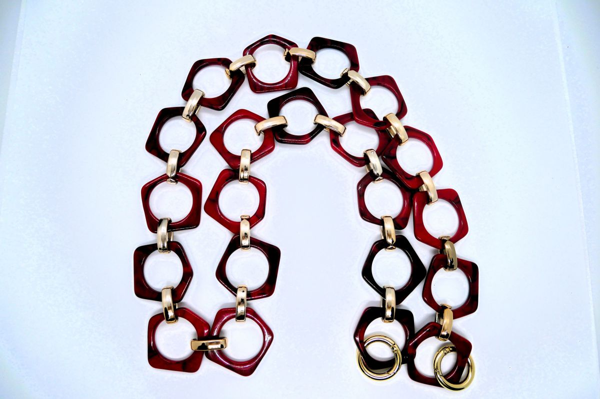 Łańcuszek z żywicy do torebki -1 m ( rosso - 2)