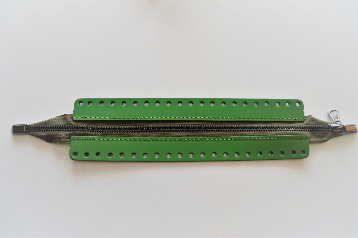 Zamek torebki z naturalnej skóry DIY -25 cm ( zielony )