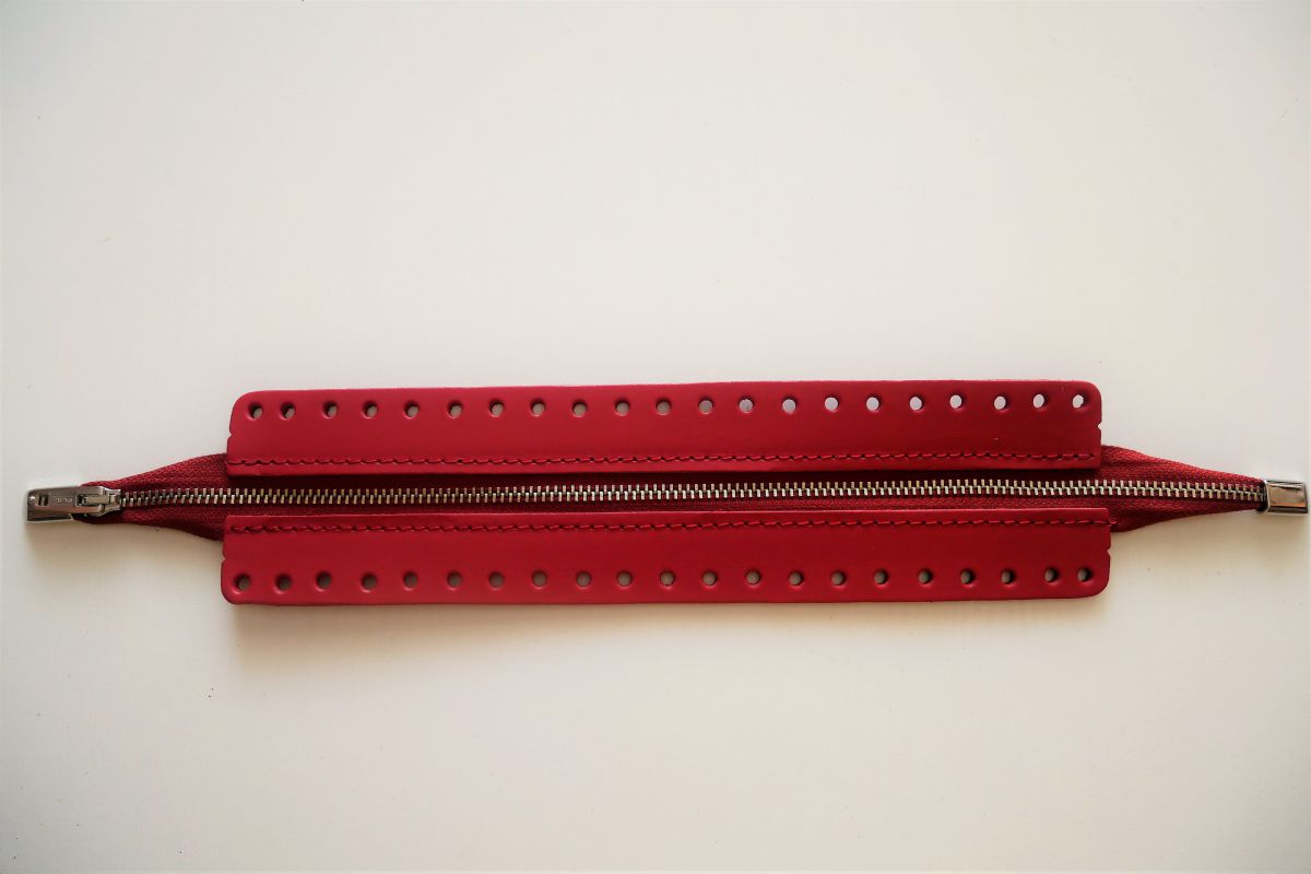 Zamek torebki z naturalnej skóry DIY -30 cm ( czerwony)