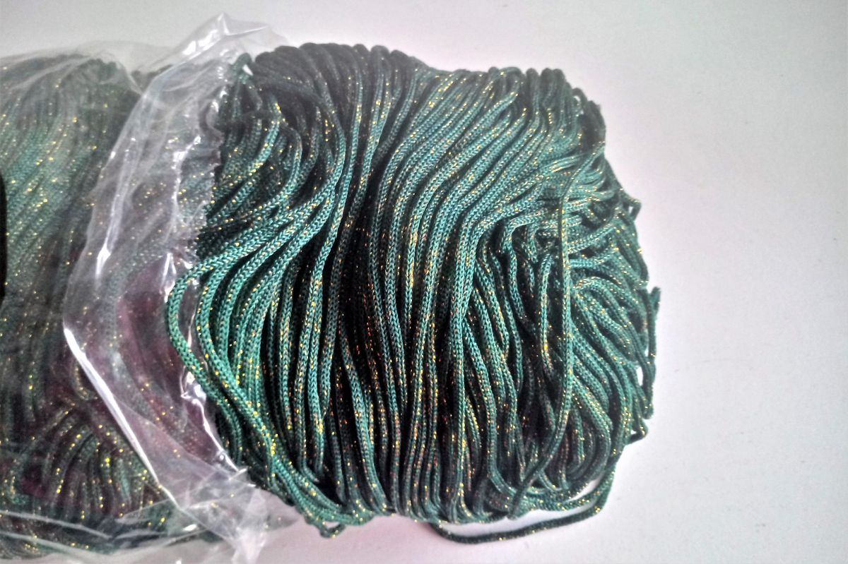 Sznurek do torebek SWAN BLACK GLITTER  500G -  ( Verde - oro - 009 )