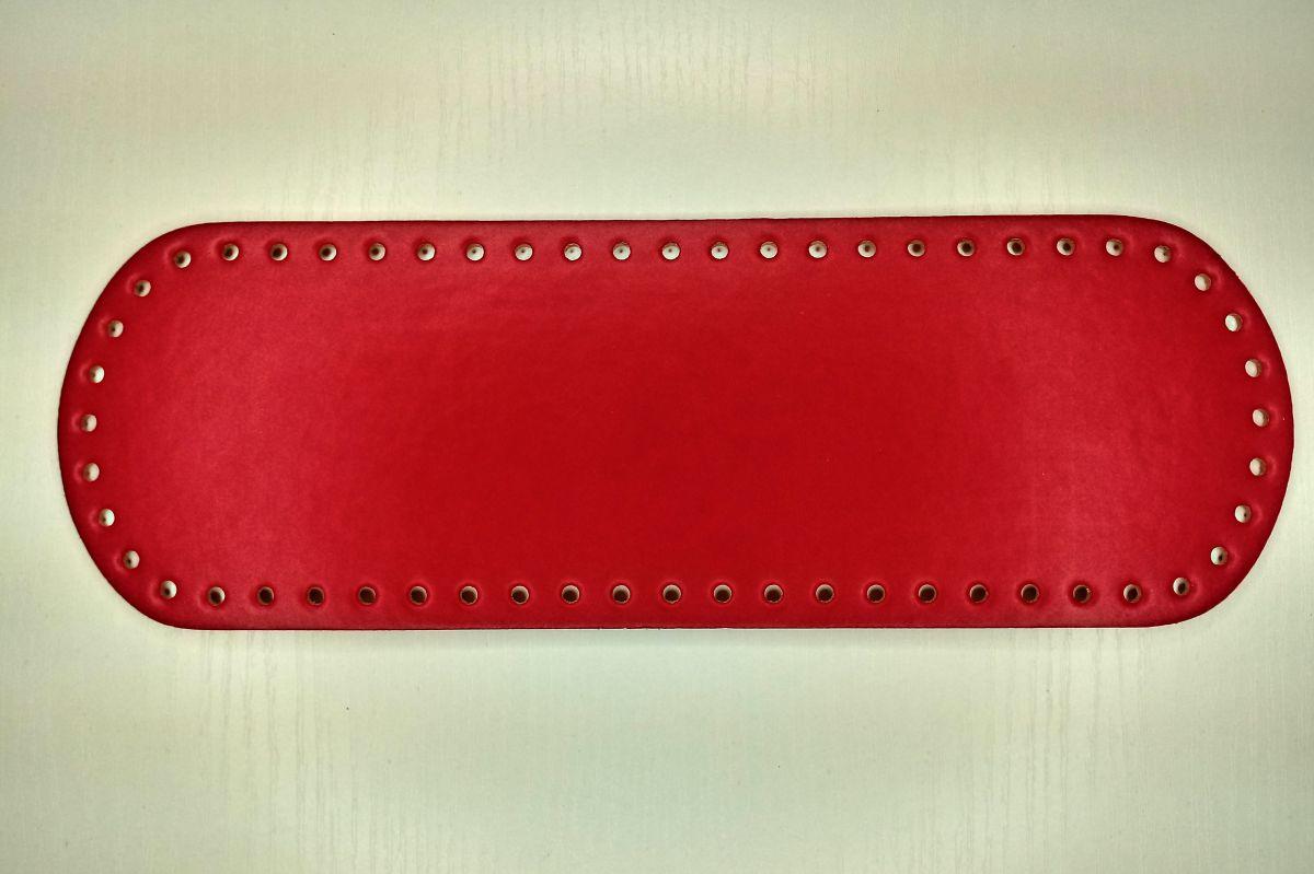 Dno do torebki z eko skóry  owalne - 10 x 30 cm (jasno czerwone)