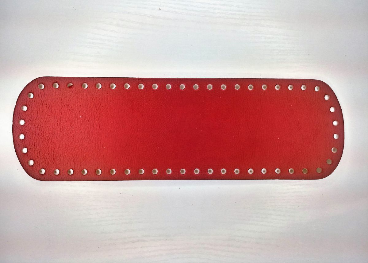 Dno do torebki z eko skóry owalne - 10 x 30 cm (czerwone )