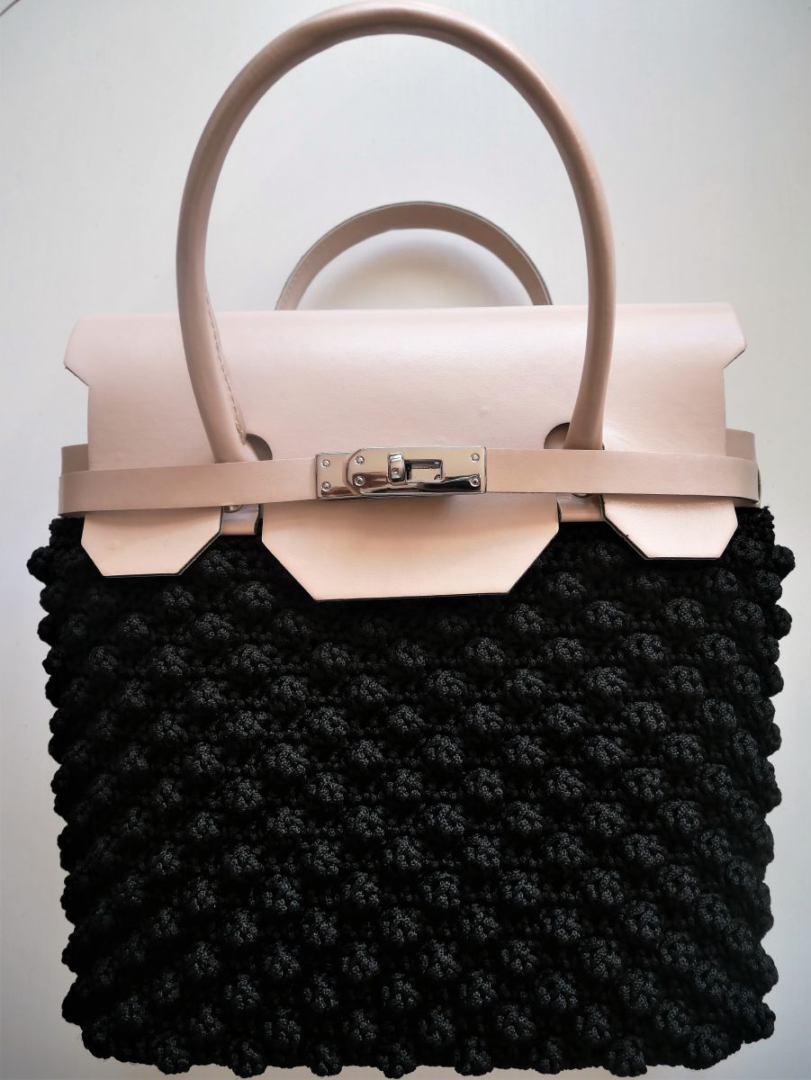 Torebka "Birkin Mini"-  pudrowy róż - czerń