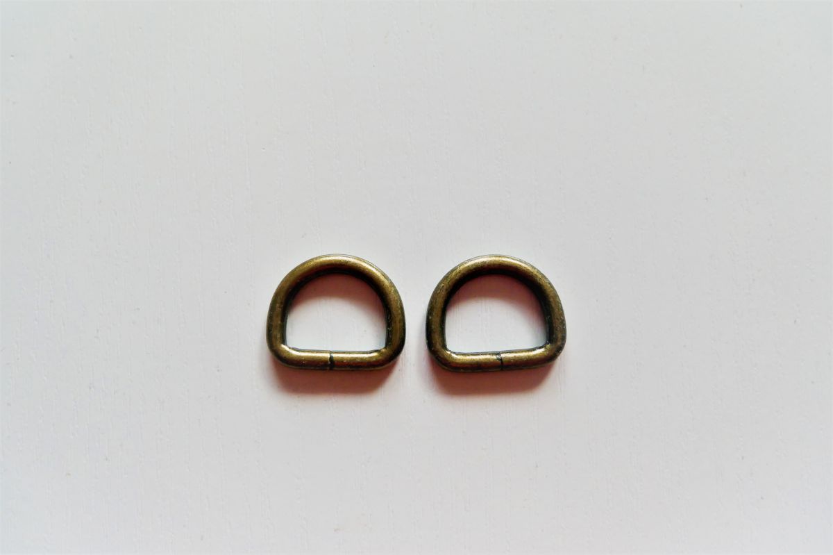 Metalowe półkole - stare złoto -  20mm ( 2 szt.)
