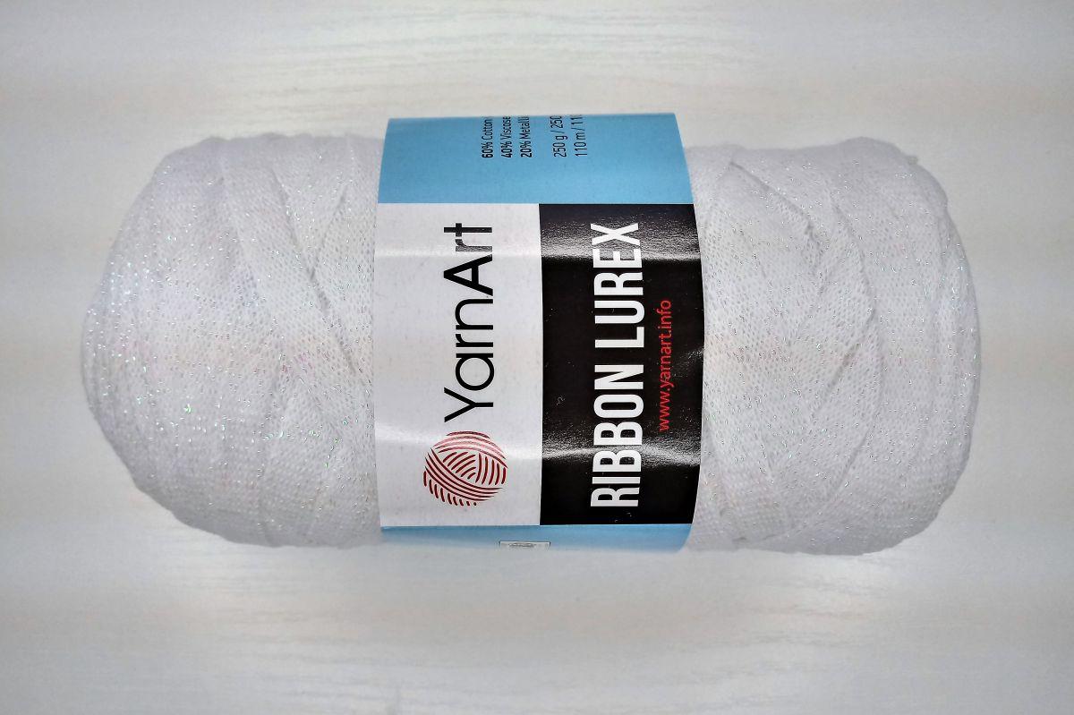 Włóczka tasiemkowa YarnArt Ribbon LUREX - 721 (biały )