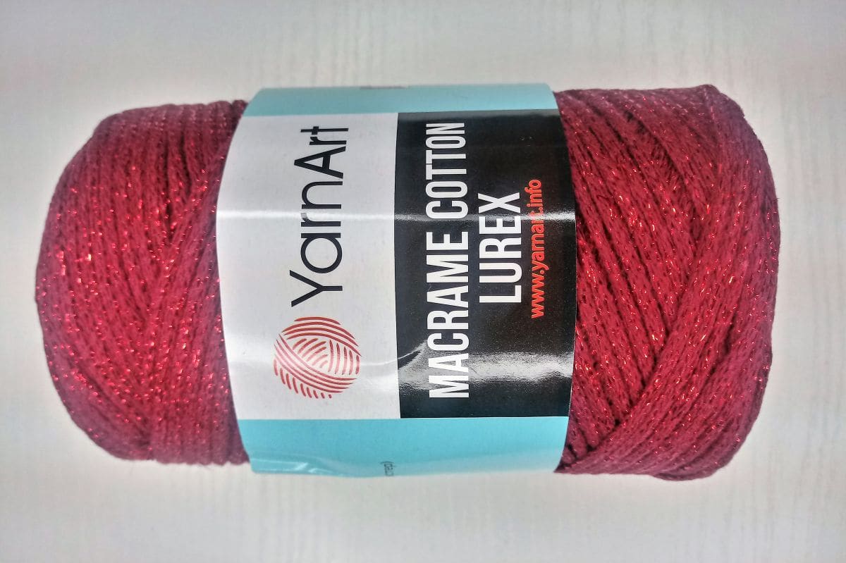 Sznurek YarnArt  Macrame cotton lurex-739 (bordowy)