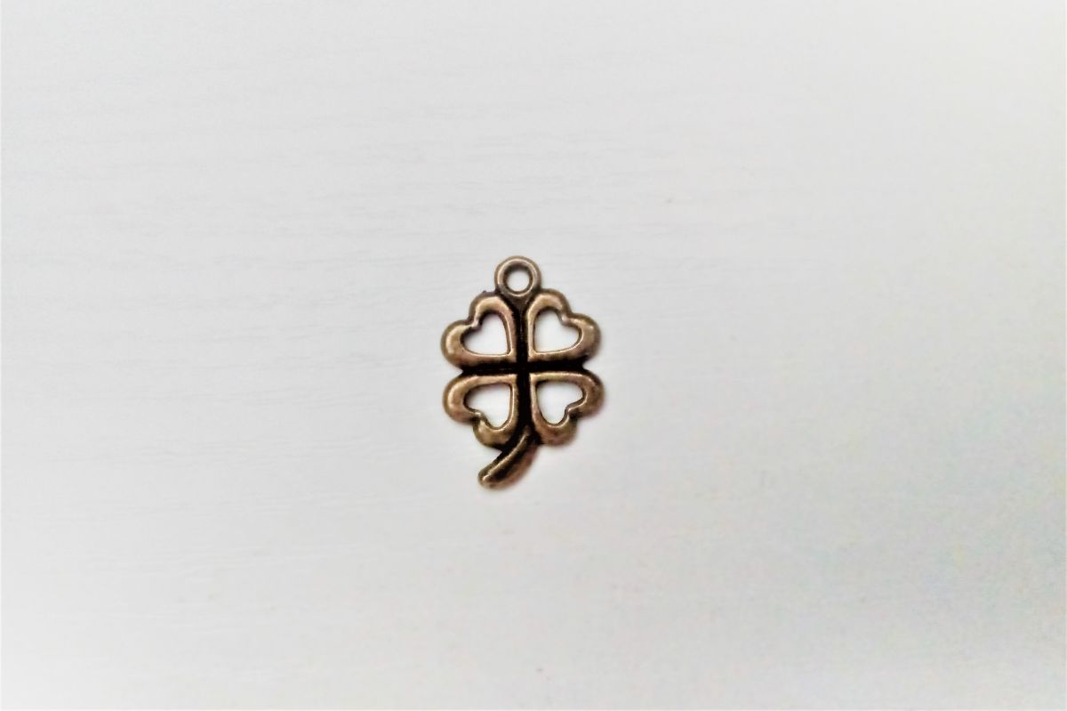 Zawieszka koniczyna 15 x 21 mm  -5 szt  - ( stare złoto  )